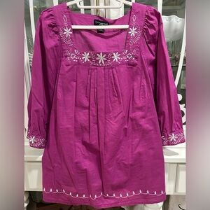 Saint Tropez West Magenta Blouse with White Embroidery size 1X